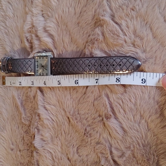 Vintage Wayne Clark Quartz Square Face Watch with Crystals and Leather Strap - Picture 9 of 13